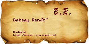 Baksay René névjegykártya